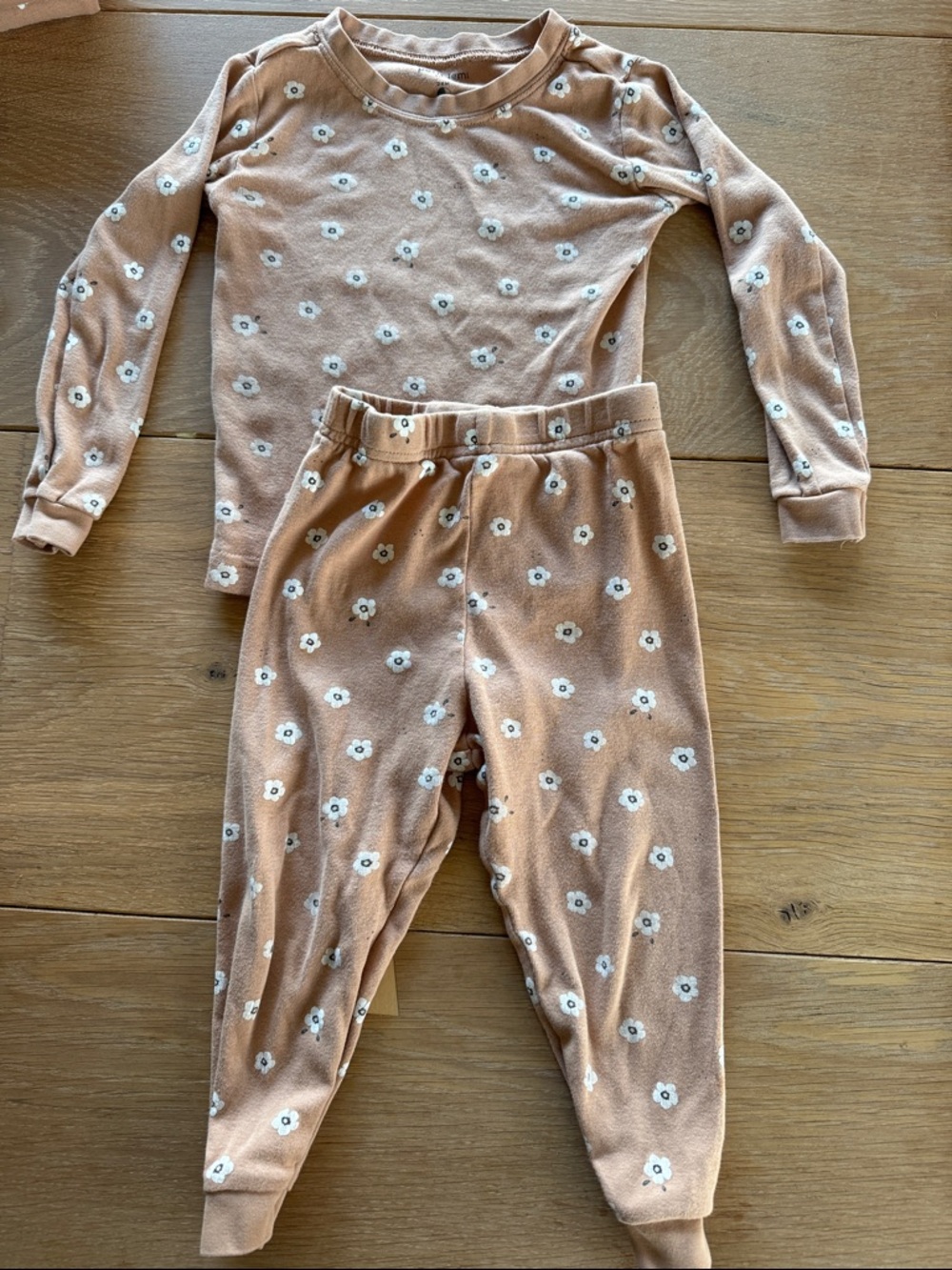 Petit Lem Brown Floral Two-Piece Pajama Set